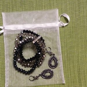 Black sparkly bracelet and earrings